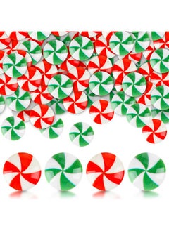 Giegxin Giegxin 120 Pcs Christmas Candy Decorations Mini Fake Candy DIY Craft Supplies Resin Peppermint Ornaments for Christmas DIY Garden Accessories Christmas Phone Case Making Decoration  - Image 1
