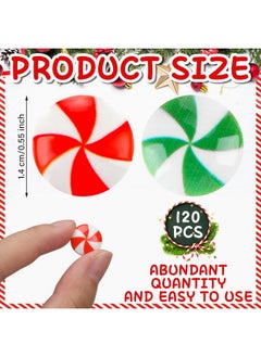 Giegxin Giegxin 120 Pcs Christmas Candy Decorations Mini Fake Candy DIY Craft Supplies Resin Peppermint Ornaments for Christmas DIY Garden Accessories Christmas Phone Case Making Decoration  - Image 2