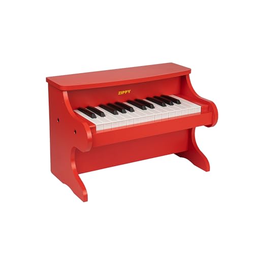 ZIPPY Kids Piano Keyboard 25 Keys Digital Piano for Kids Mini Music Educational Instrument Toy Wood Toy for Toddlers Girls Boys Red - Image 1