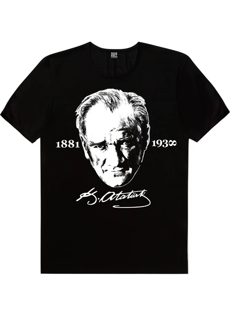روك اند رول Signed Atatürk Black Short Sleeve T-Shirt