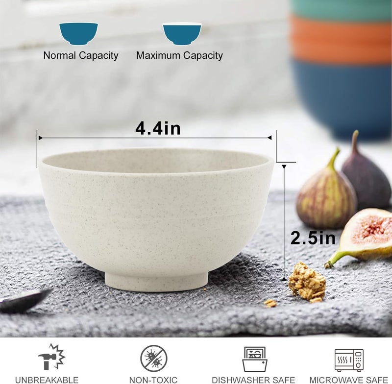 Wrova wheat straw dessert bowls 10oz set of 8  Unbreakable snack Bowls for kids  Mini Bowls for Ice CreamSnack and Fruits  Microwave  Dishwasher Safe Appetizer Bowl Sets  Beige - Image 2
