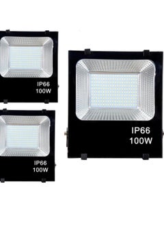 Generic An outdoor LED floodlight, 100 watts, used as a floodlight for stadiums, shops, facades, and high-quality white LED floodlights, 3 pieces. 