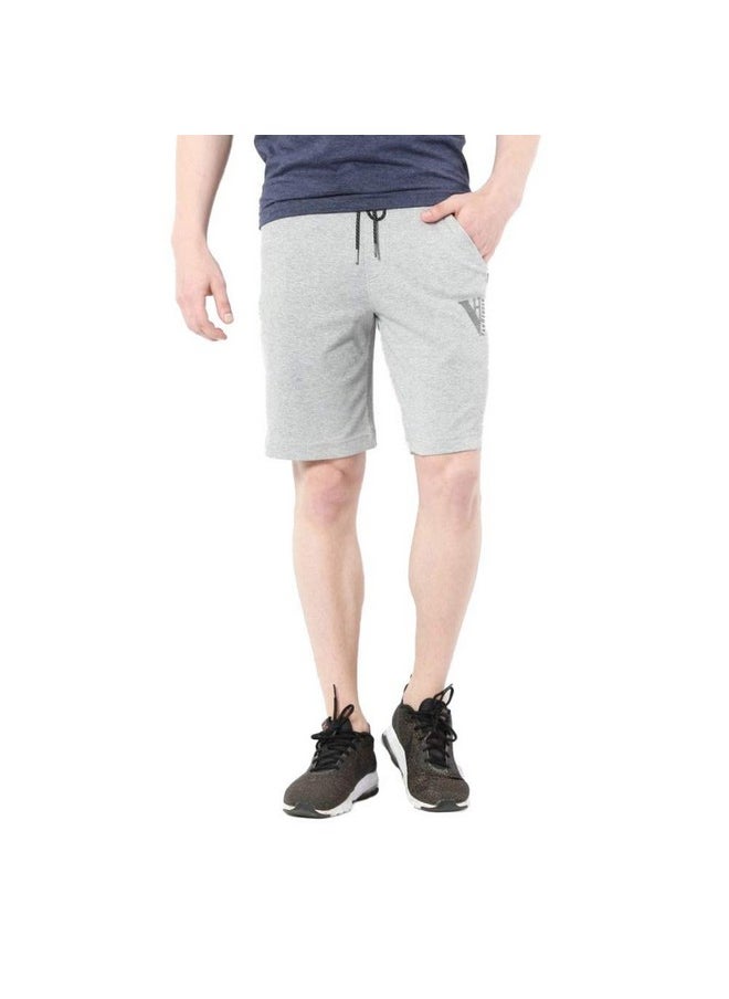 Van Heusen Van Heusen Athleisure Men Knit Shorts - Cotton Rich - Smart Tech, Easy Stain Release, Anti Stat, Ultra Soft, Moisture Wicking_50002_Grey Melange_L  - Image 1