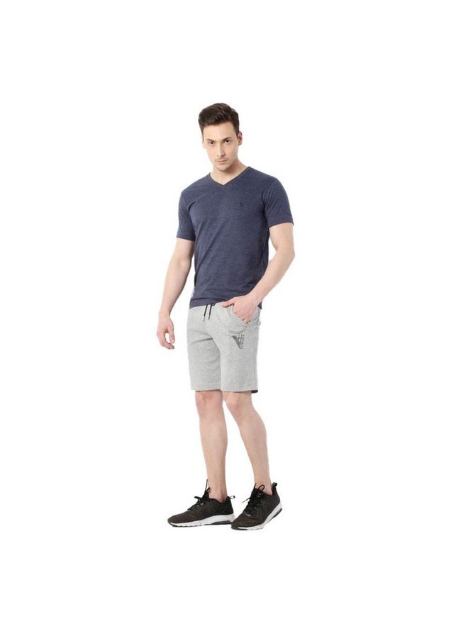 Van Heusen Van Heusen Athleisure Men Knit Shorts - Cotton Rich - Smart Tech, Easy Stain Release, Anti Stat, Ultra Soft, Moisture Wicking_50002_Grey Melange_L  - Image 3