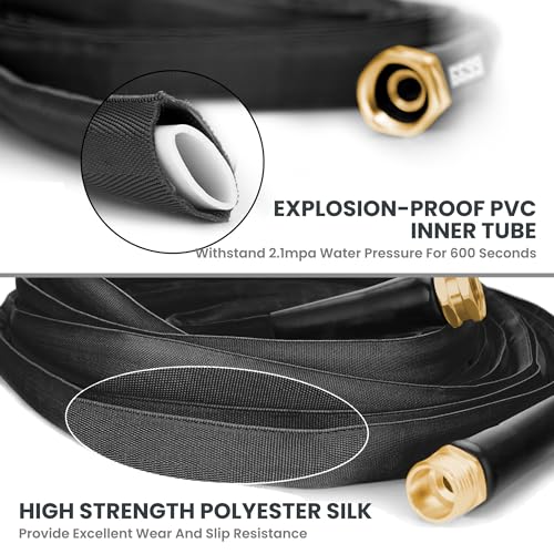 Giraffe Tools Garden Hose 25FT Lightweight Lay Flat Water Hose Kink Free Flexible Hose with 9 Spray Function Nozzle（Black） - Image 4