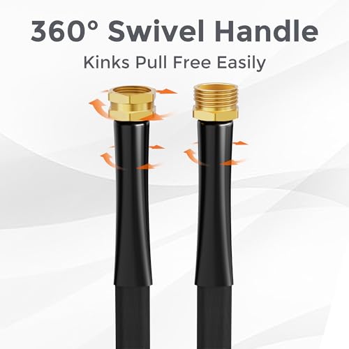 Giraffe Tools Garden Hose 25FT Lightweight Lay Flat Water Hose Kink Free Flexible Hose with 9 Spray Function Nozzle（Black） - Image 3