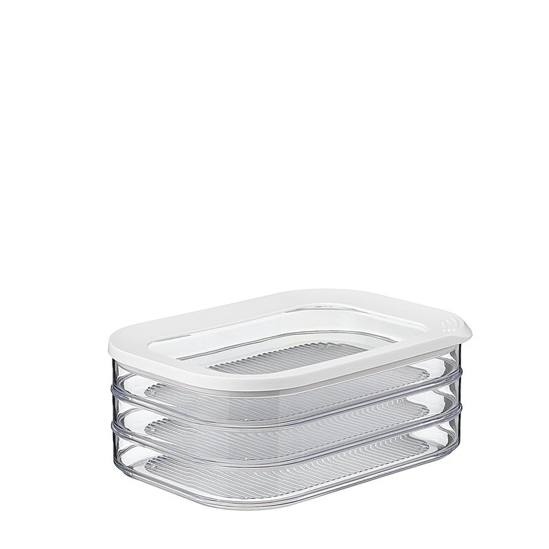 MEPAL Modula Rounded Food Storage Box with Lid Set of 3 | Ideal for Cold Cuts  Cheese  and More | Stackable design | Transparent Framed Lid | BPA-Free  Nordic White (17oz/500ml) - Image 1
