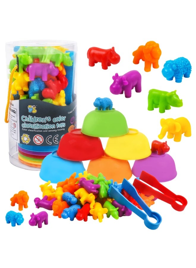 Counting Toy Wild Animal Matching Game & Sorting Bowl Math Game - Sensory Training Toy Set, Preschool Learning Activity Toys - Montessori Educational Toy Set Designed for Kids Ages 3+, Gift for Boys & Girls - Image 1
