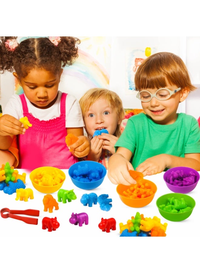 Counting Toy Wild Animal Matching Game & Sorting Bowl Math Game - Sensory Training Toy Set, Preschool Learning Activity Toys - Montessori Educational Toy Set Designed for Kids Ages 3+, Gift for Boys & Girls - Image 2
