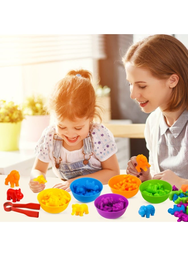 Counting Toy Wild Animal Matching Game & Sorting Bowl Math Game - Sensory Training Toy Set, Preschool Learning Activity Toys - Montessori Educational Toy Set Designed for Kids Ages 3+, Gift for Boys & Girls - Image 5