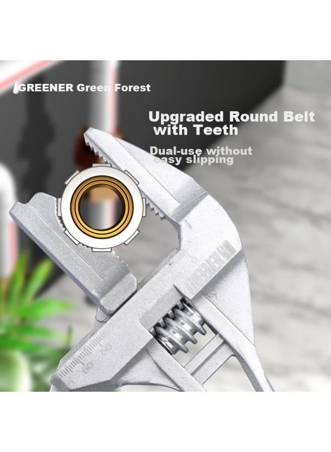 Greener Adjustable Wrench, Plumbing Wrench, Household Adjustable Wrench, Wide-mouth Wrench, Drain Pipe Wrench, Short-handle Universal Spanner - Image 4