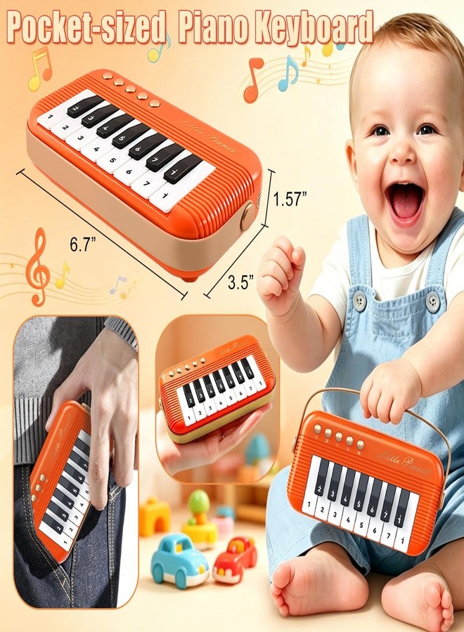 Bertiveny Mini Piano Keyboard for Toddlers Piano Toy Portable Pocket Piano with Light Up Musical Keyboard Electronic Instrument Learning Keyboards Toys Gifts for 3 4 5 6 Years Old Boys Girls (Orange) - Image 2
