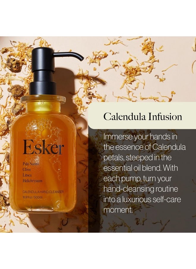 ESKER - Natural Calendula Hand Cleanser | Plantbased Crueltyfree Clean Beauty (16.9 Fl Oz | 500 Ml Glass) - Image 1