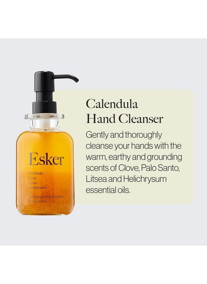ESKER - Natural Calendula Hand Cleanser | Plantbased Crueltyfree Clean Beauty (16.9 Fl Oz | 500 Ml Glass) - Image 1