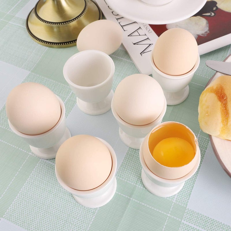 forkmannie Ceramic Egg Cups Set of 2 for Soft Hard Boiled Eggs - Image 4