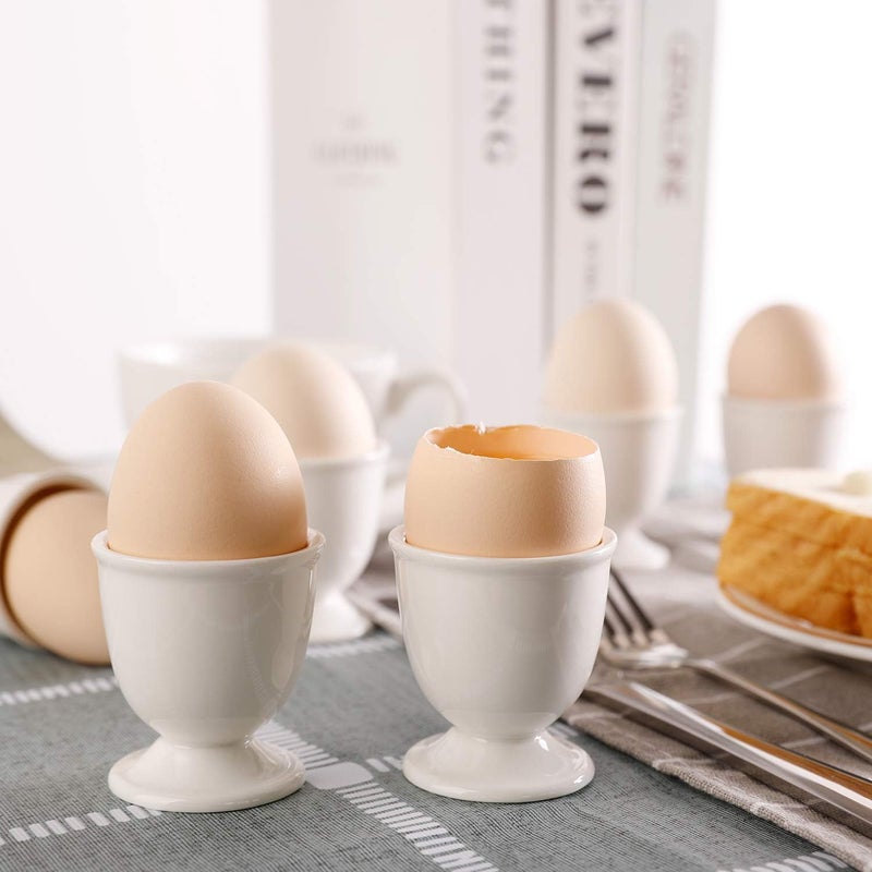 forkmannie Ceramic Egg Cups Set of 2 for Soft Hard Boiled Eggs - Image 3