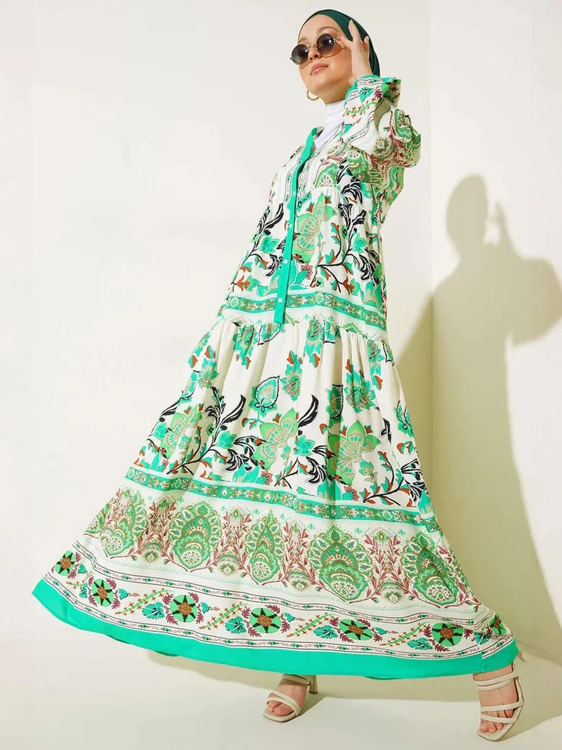 بيغ دارت فستان ماكسي بياقة على شكل حرف  بنقوش