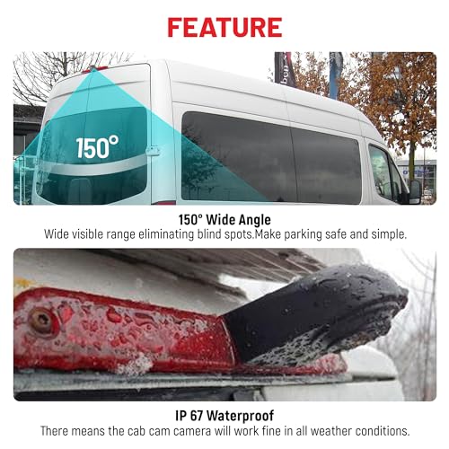 RED WOLF 3rd Brake Light Backup Camera Roof Mount Fit for 2007-2018 Mercedes-Benz Sprinter Dodge Sprinter VW Crafter Vans Transporter Rear View Reverse Parking Camera 6 IR Night Vision Light - Image 5