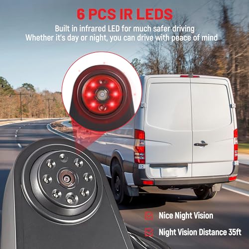 RED WOLF 3rd Brake Light Backup Camera Roof Mount Fit for 2007-2018 Mercedes-Benz Sprinter Dodge Sprinter VW Crafter Vans Transporter Rear View Reverse Parking Camera 6 IR Night Vision Light - Image 2