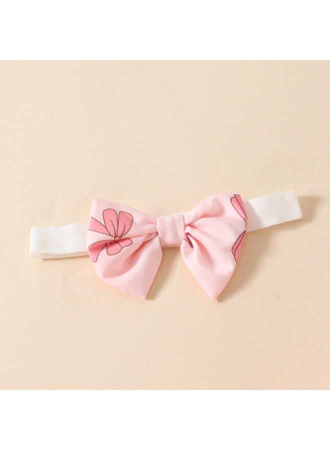 DOOKOO Baby Girl Outfit, Short Sleeve Square Neck Smocked Bow Print Bubble Romper Dress, Infant Newborn Girls Clothes for Spring & Summer - Image 4