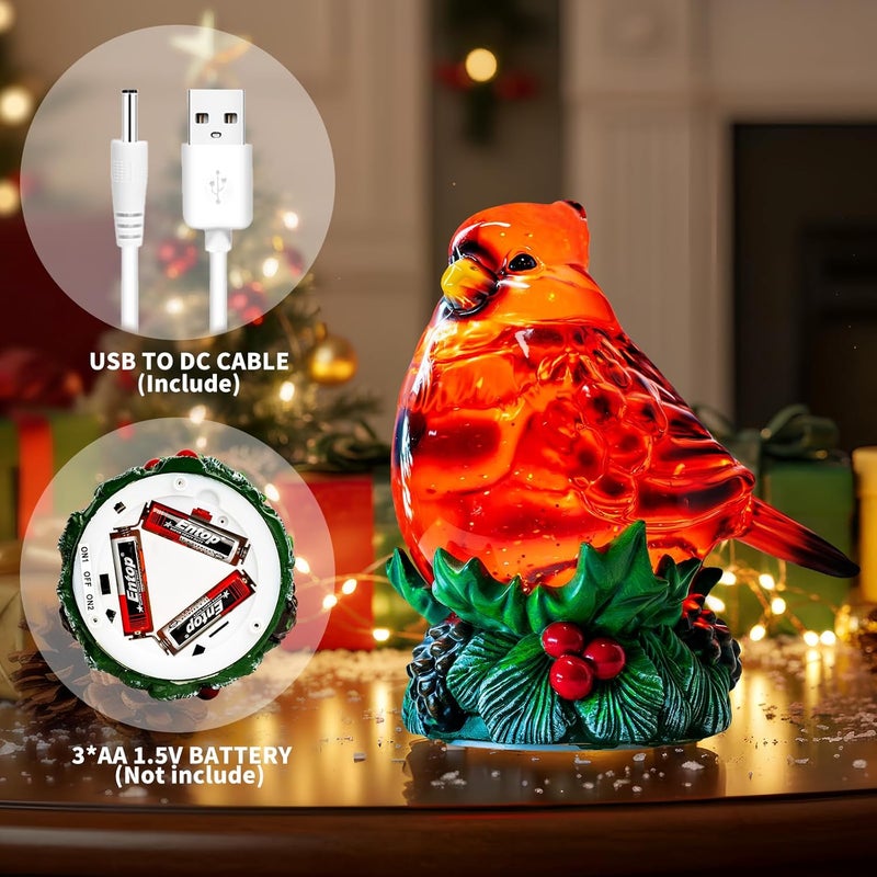 MXwcy Christmas Cardinal Snow Globe Cardinal Holly Music Water Lantern Holiday Decorations Gifts for Family Children or Friends - Image 4