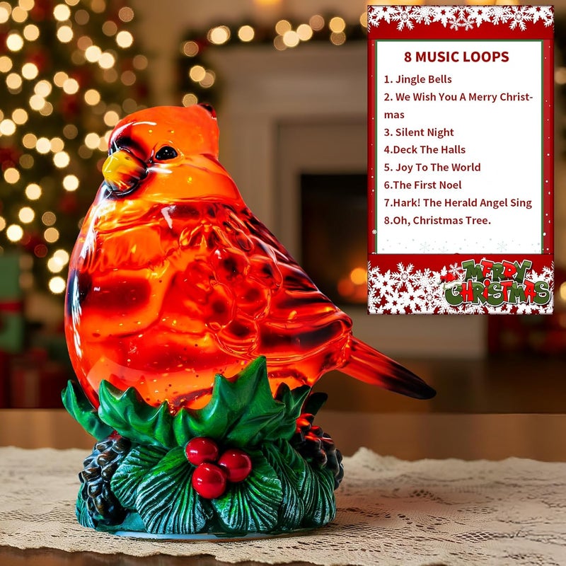 MXwcy Christmas Cardinal Snow Globe Cardinal Holly Music Water Lantern Holiday Decorations Gifts for Family Children or Friends - Image 2