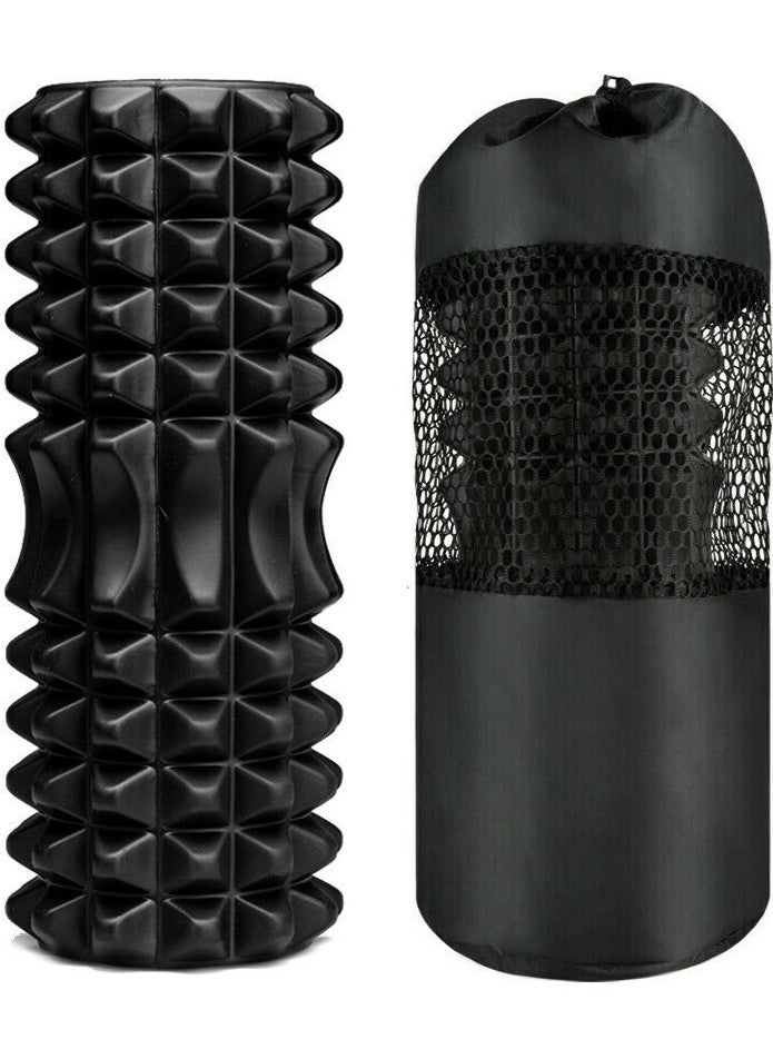 Generic Yoga Foam Roller Moon for Deep Tissue Massage Muscle with Carry Bag, Black  - Image 1