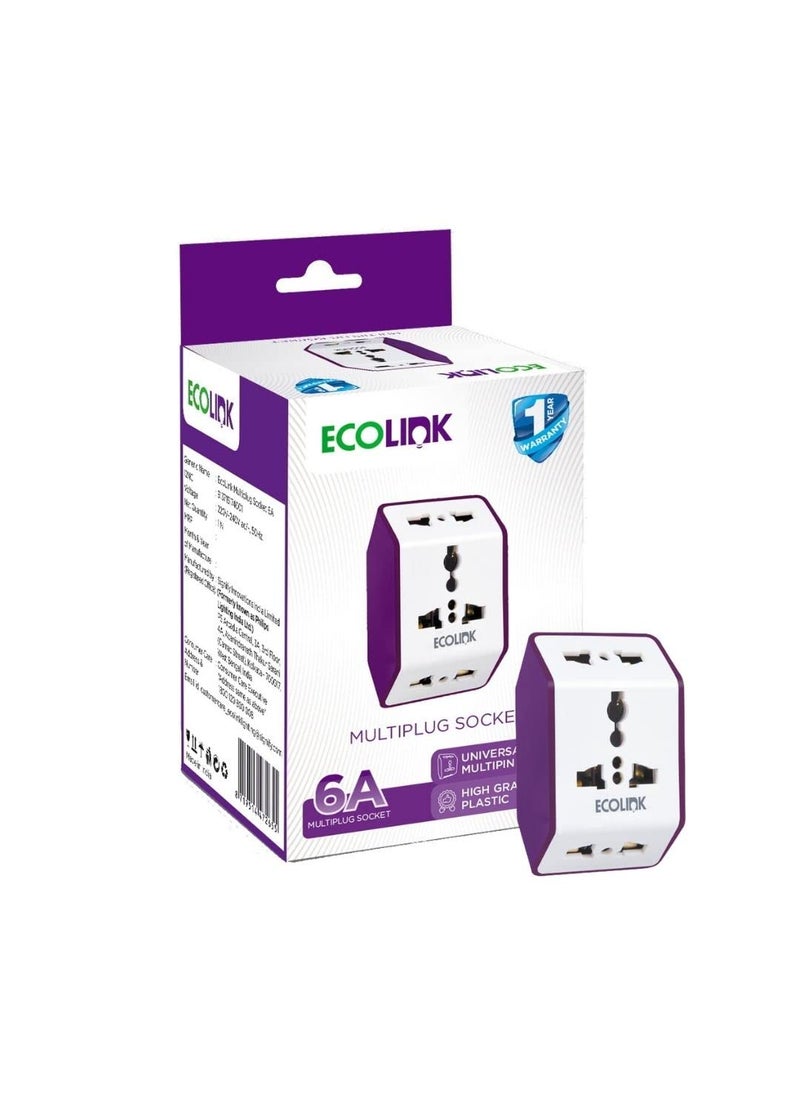 ECOLINK EcoLink Multiplug Socket 6A Pack of 1  - Image 1