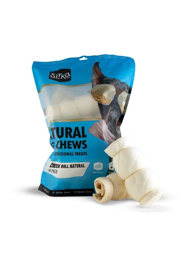 Sitka Farms Beef Cheek Rolls 5-6" - 10 Count - Extra Thick Dog Chew - No Rawhide - Sourced from Free Range Grass Fed Cattle - Healthy Teeth and Gums for Small Medium and Large Dogs - Image 1