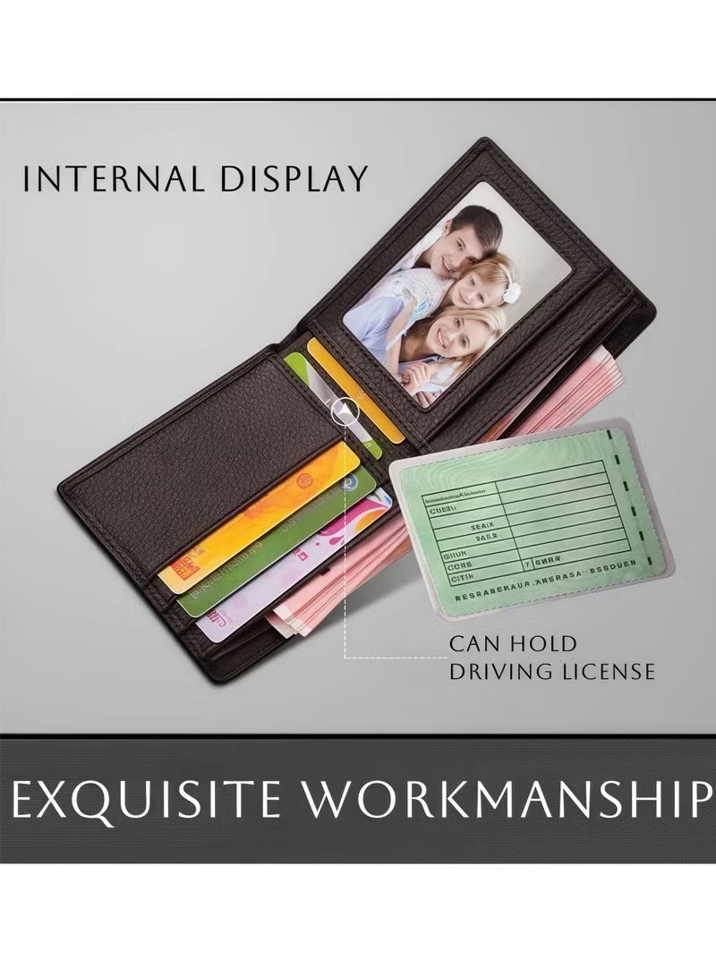 Men's wallet, imitation leather wallet with zipper coin pocket, casual men's wallet, short wallet, Father's Day gift - Image 4