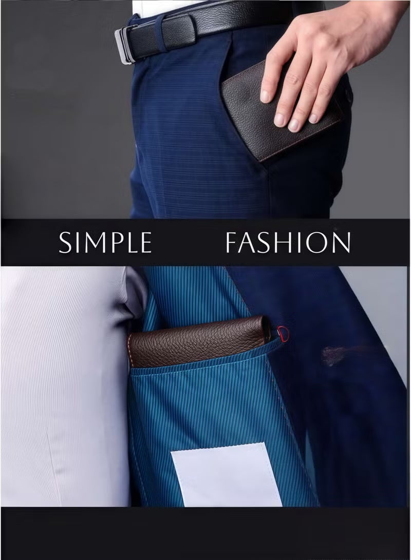 Men's wallet, imitation leather wallet with zipper coin pocket, casual men's wallet, short wallet, Father's Day gift - Image 5