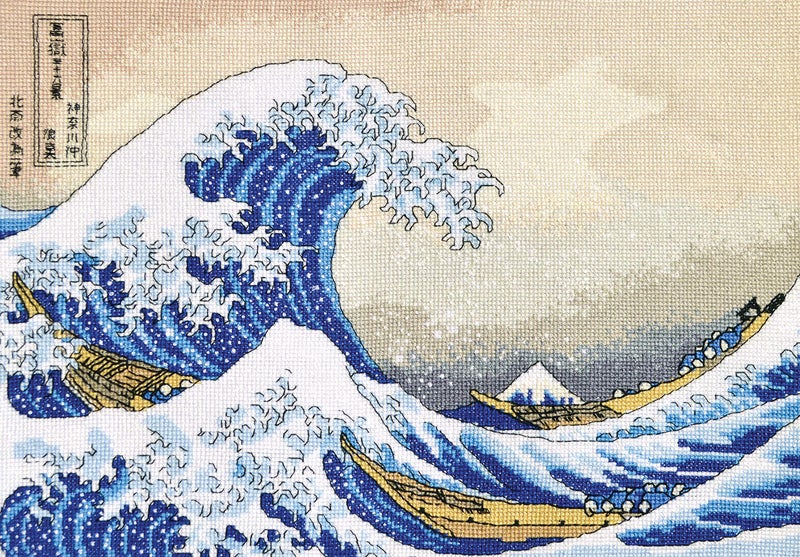 Povitrulya Counted Cross Stitch Kit for Adults The Great Wave Off Kanagawa Hokusais Ukiyoe Japanese Art Embroidery Set with Pattern Japan Design - Image 4