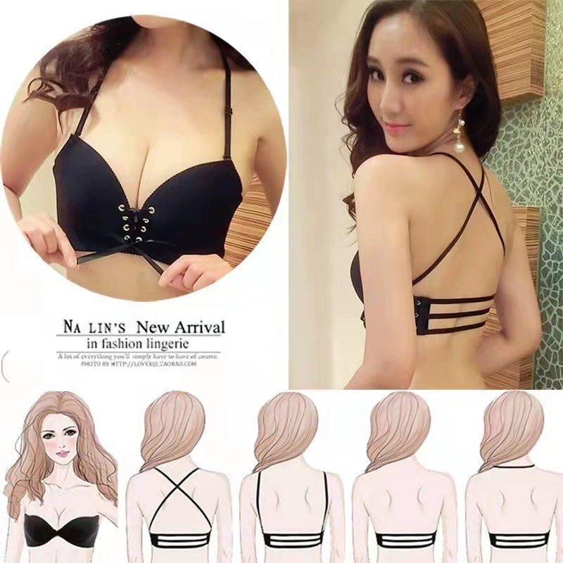 Seamless Backless Push-Up Bra, Cross-Back Shapewear - Image 1