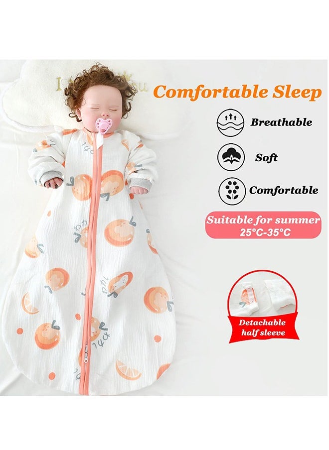 Bebiland 100% Cotton 0.5 TOG Baby Sleep Bag, Double Zipper Gauze Baby Sleeping Bag Long Sleeve, Baby Wearable Blankets for Babies 0-24 Months (Orange, M)  - Image 4