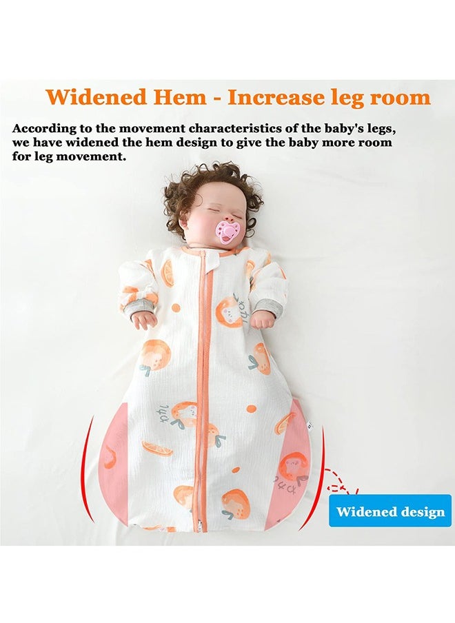 Bebiland 100% Cotton 0.5 TOG Baby Sleep Bag, Double Zipper Gauze Baby Sleeping Bag Long Sleeve, Baby Wearable Blankets for Babies 0-24 Months (Orange, M)  - Image 5