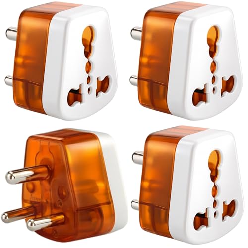 KAVANA 6a to 16a Converter Plug | 6 amp to 16 amp Converter Plug Useful for 16a Extension Board with16a Socket and 16 Ampere Top,for A/C,Refrigrator,etc,230 Volt AC.(Orange,3 Piece) - Image 1