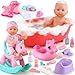 YIYBM Baby Doll Bath Toys Set with Bathtub 11 Baby Dolls Rocking ChairSwimming Ring 2 Sets Baby Dolls Clothes and 15 PCS Doll AccessoriesPerfect Pretend Play Toddler Toy Gift for Girls Aged 3 4 5 6 - Image 2