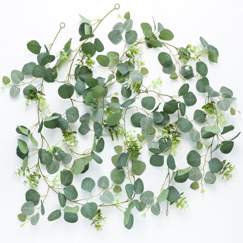 Mizii 2 Strands Artificial Vines Eucalyptus Garland 68" Fake Vine with Silk Leaves Green Garland Faux Hanging Plants Greenery Decoration for Bedroom Room Table Centerpieces Wedding Decor (Greenery) - Image 1