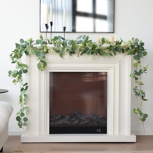 Mizii 2 Strands Artificial Vines Eucalyptus Garland 68" Fake Vine with Silk Leaves Green Garland Faux Hanging Plants Greenery Decoration for Bedroom Room Table Centerpieces Wedding Decor (Greenery) - Image 5