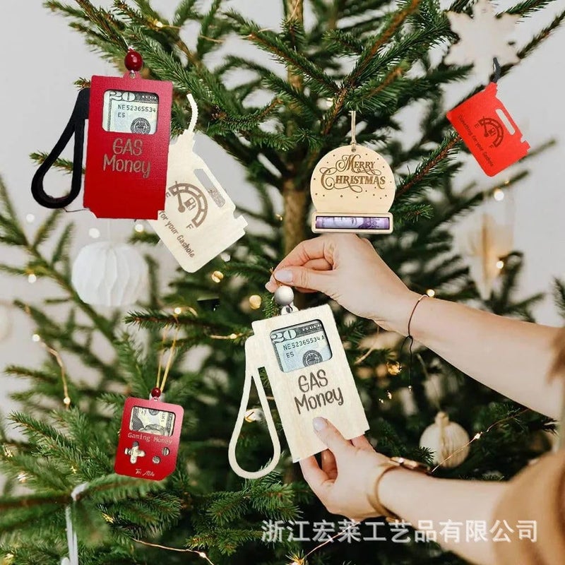 كلاراكو زينة شجرة عيد الميلاد المضحكة على شكل حامل نقود (للتسوق)، زينة شجرة عيد الميلاد، ديكور منزلي (أ) - Image 2