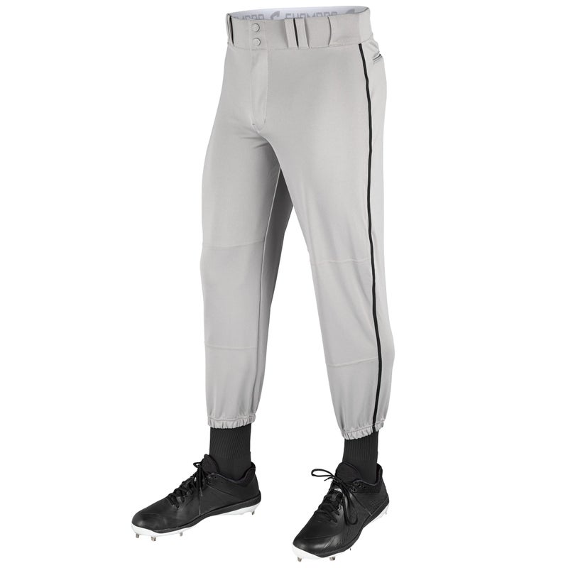 Champro Boys Traditional Fit Triple Crown Classic Baseball Pants with ContrastColor Braid Piping and Reinforced Sliding Areas Grey Black Pin Medium