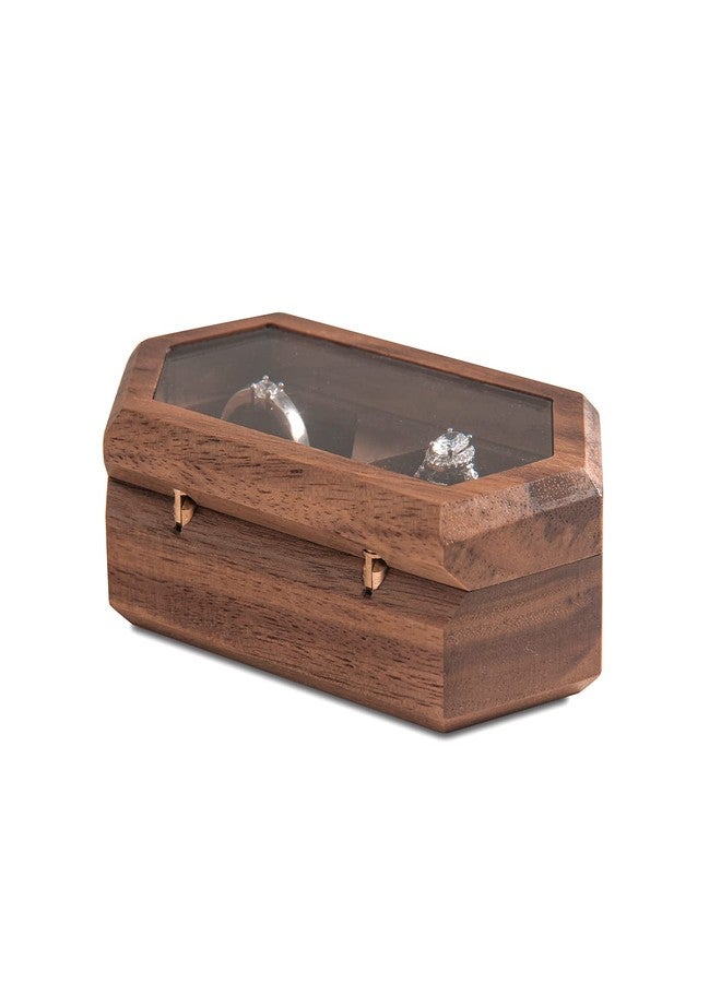 Wislist Double Ring Box for Wedding Ceremony Wooden Rustic Ring Holder Mr and Mrs Ring Box Ring Bearer Box for Wedding Ring Barrier Box - Image 5