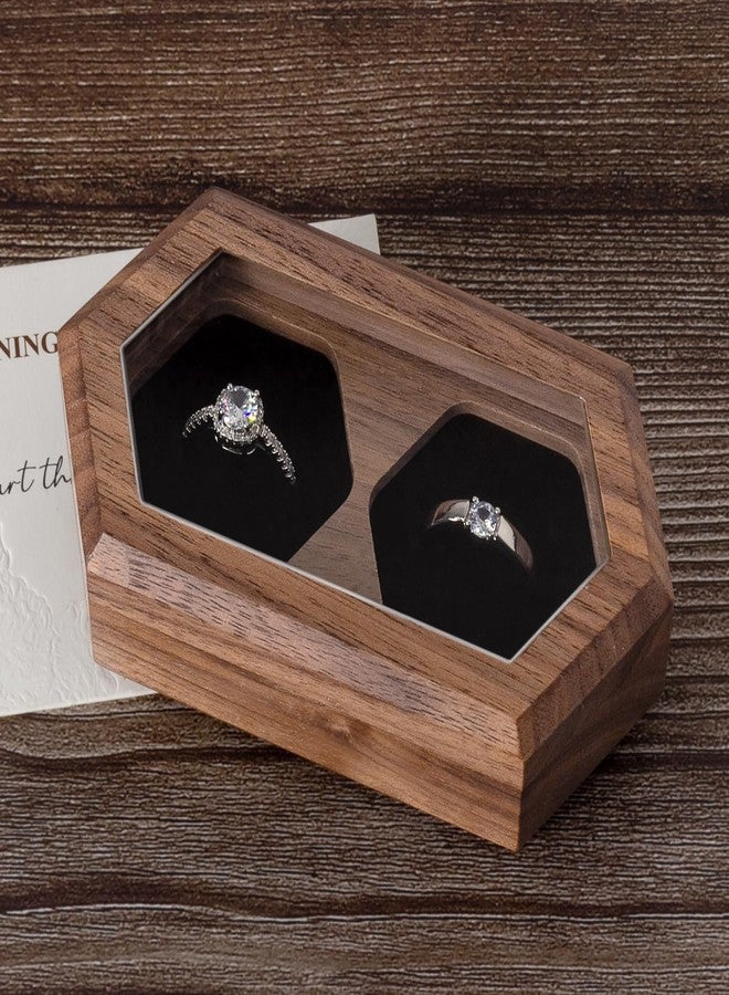 Wislist Double Ring Box for Wedding Ceremony Wooden Rustic Ring Holder Mr and Mrs Ring Box Ring Bearer Box for Wedding Ring Barrier Box - Image 4