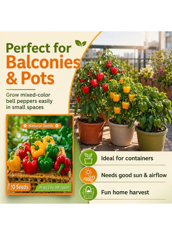 Mixed Color Sweet Bell Pepper Seeds for Planting, Home Garden Rainbow Capsicum - Image 3