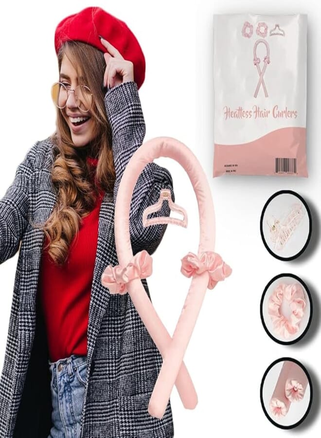 MDY Women Heatless Hair Curlers for Long Hair | Tiktok Heatless Curling Rod Headband | Sleep In Overnight No Heat Silk Heatless Curls Headband with Silk Ribbon Roller and Clip | 6A 22MM Mulberry Silk