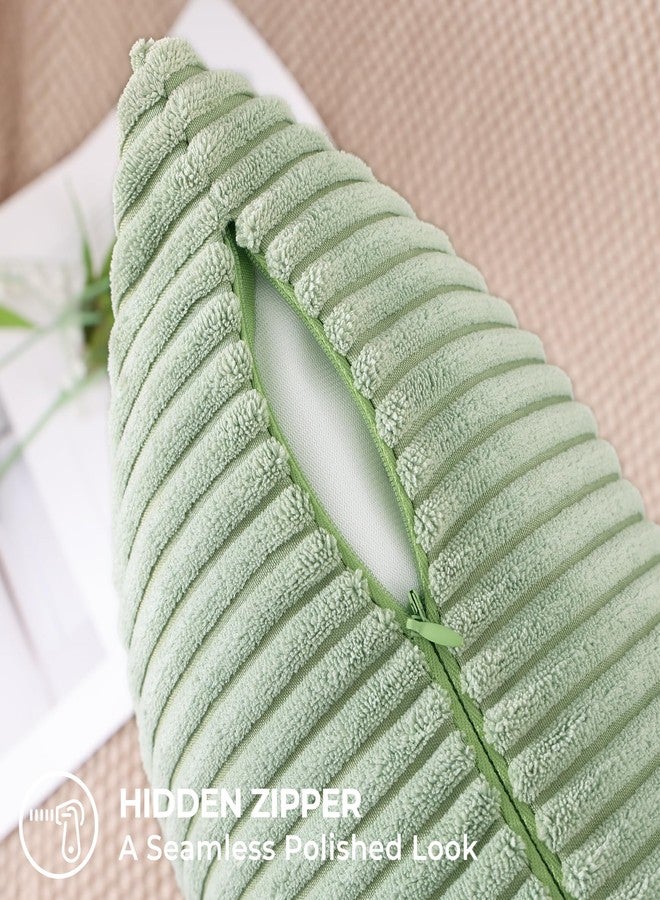 Mecatny Corduroy Decorative Throw Pillow Covers 20x20 Set of 2 for Sofa Bedroom Living Room, Stylish Soft Couch Pillow Covers for Home Decor, Sage Green - Image 4
