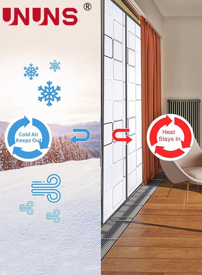 UNUNS Magnetic Door Curtain,Geometry EVA Insulated Door Curtain,Curtain Automatic Closing Fly Insect Bug,For Patio,Kitchen,Bedroom,Air Conditioner Room,100x210cm Grey - Image 3