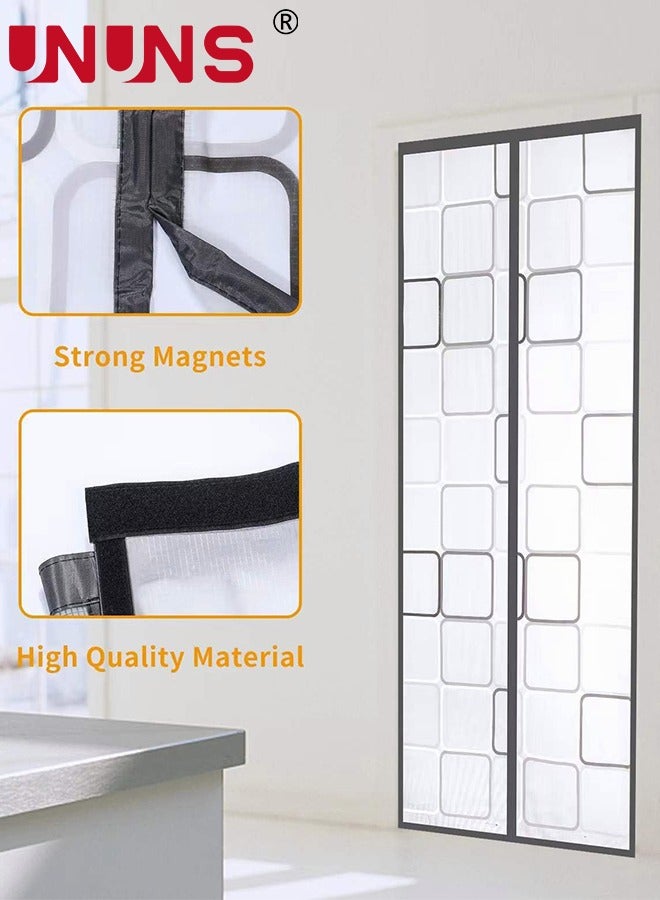 UNUNS Magnetic Door Curtain,Geometry EVA Insulated Door Curtain,Curtain Automatic Closing Fly Insect Bug,For Patio,Kitchen,Bedroom,Air Conditioner Room,100x210cm Grey - Image 2