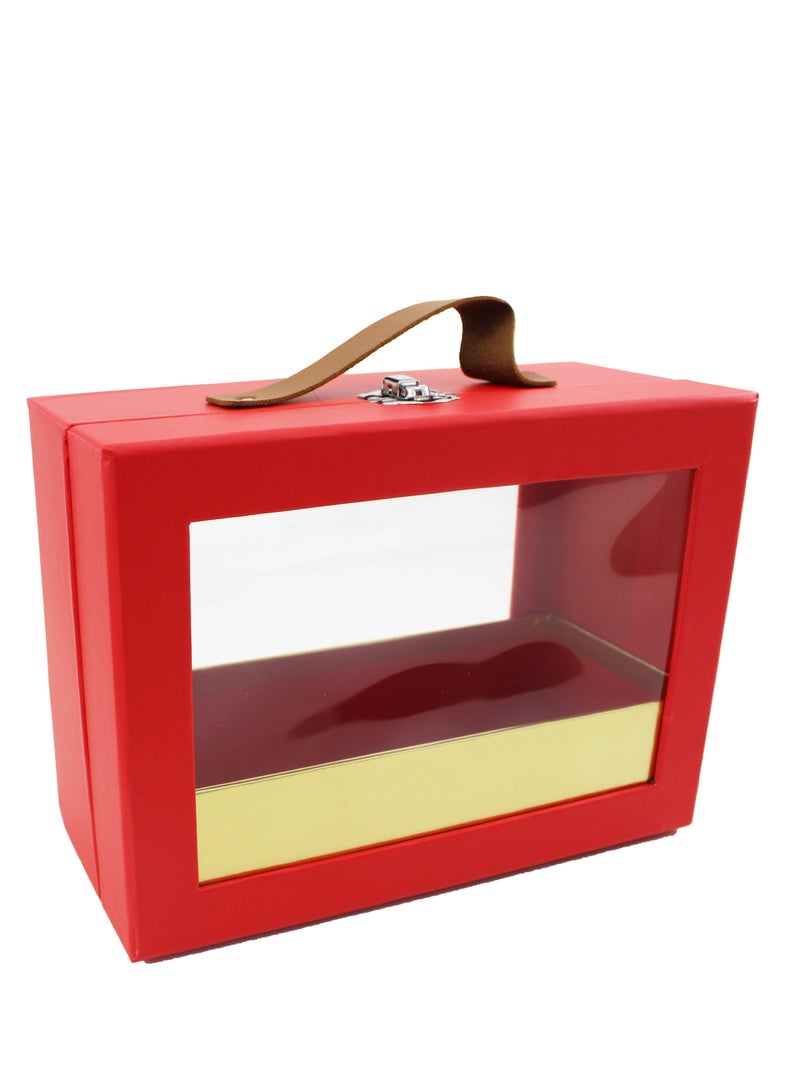 Generic Gift Box Rectangular with Window 22x16x10CM Red Color Elegant Gift Packaging for Special Occasions Perfect for Gifting Chocolates Sweets Jewelry or Keepsakes, Stylish and Durable Design - Image 1