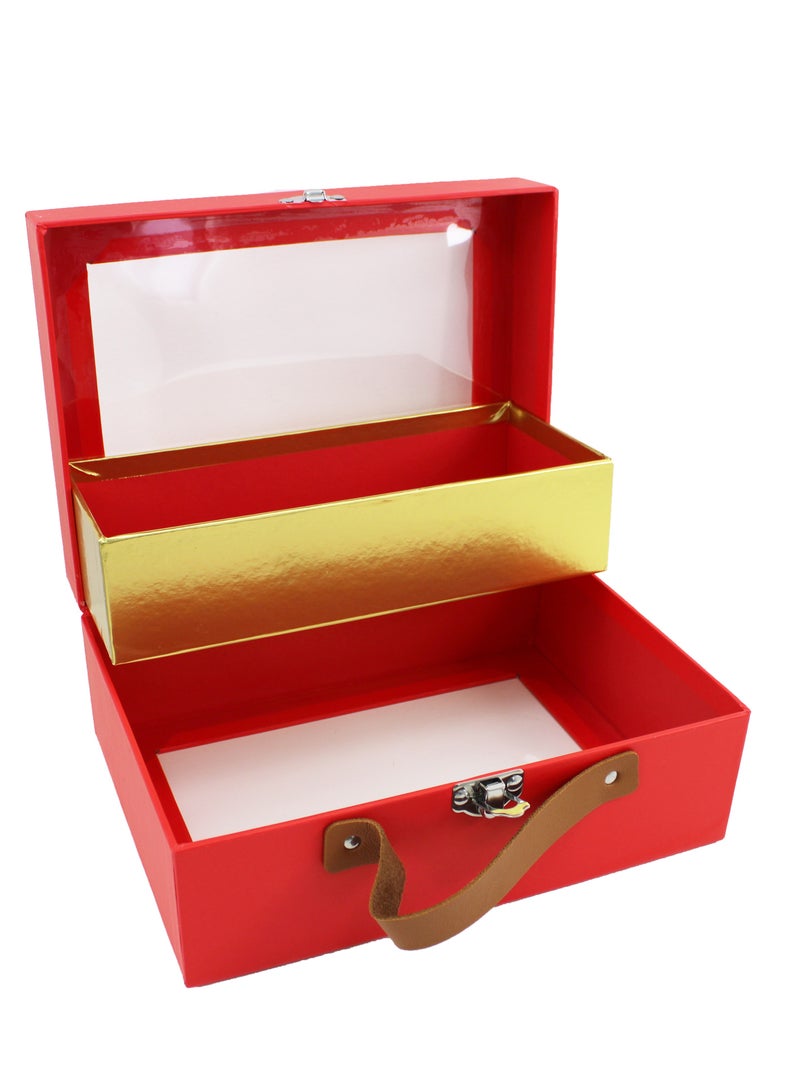 Generic Gift Box Rectangular with Window 22x16x10CM Red Color Elegant Gift Packaging for Special Occasions Perfect for Gifting Chocolates Sweets Jewelry or Keepsakes, Stylish and Durable Design - Image 2
